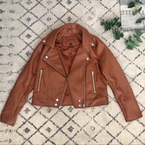 Blank NYC Cognac Faux Leather Moto Jacket